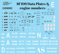 Messerschmitt Bf-109 E/F/G/K - Data Plates and Engine Numbers - Image 1